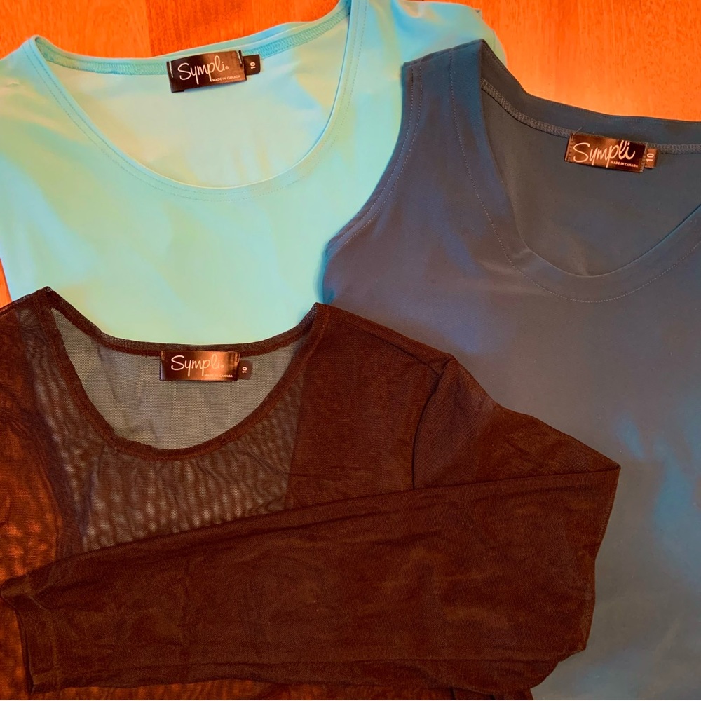Sympli bundle 3 pieces/1 shipping fee Size 10 tunic sheer cover aqua teal black